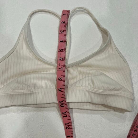 Alo Yoga Ribbed Sports Bra White Ivory Size Small Minimalist Activewear - Picture 6 of 6